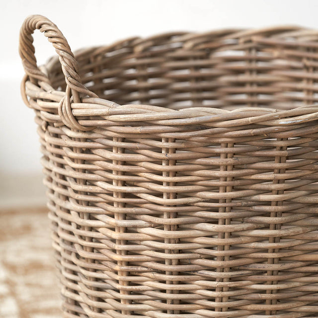 Sura Grey Kubu Tall Round Storage Basket