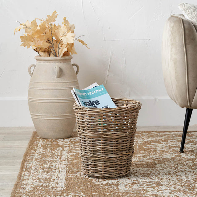 Nayla Grey Kubu Round Waste Paper Bin