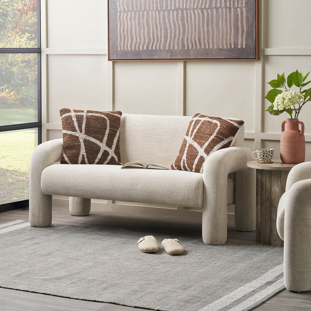 Arezzo White Fabric Sofa