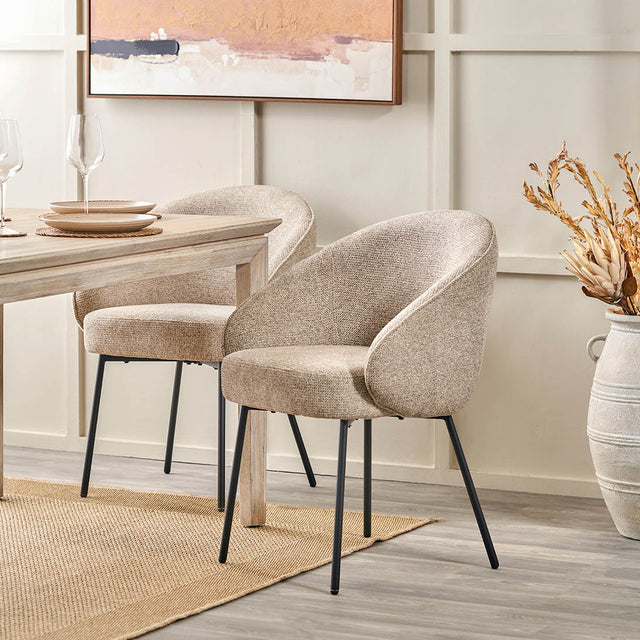 Shelby Mocha Textured Marl Chenille Tub Dining Chair
