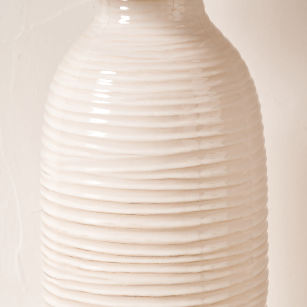 Selene White Grooved Ceramic Floor Lamp