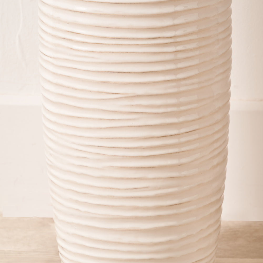 Selene White Grooved Ceramic Floor Lamp
