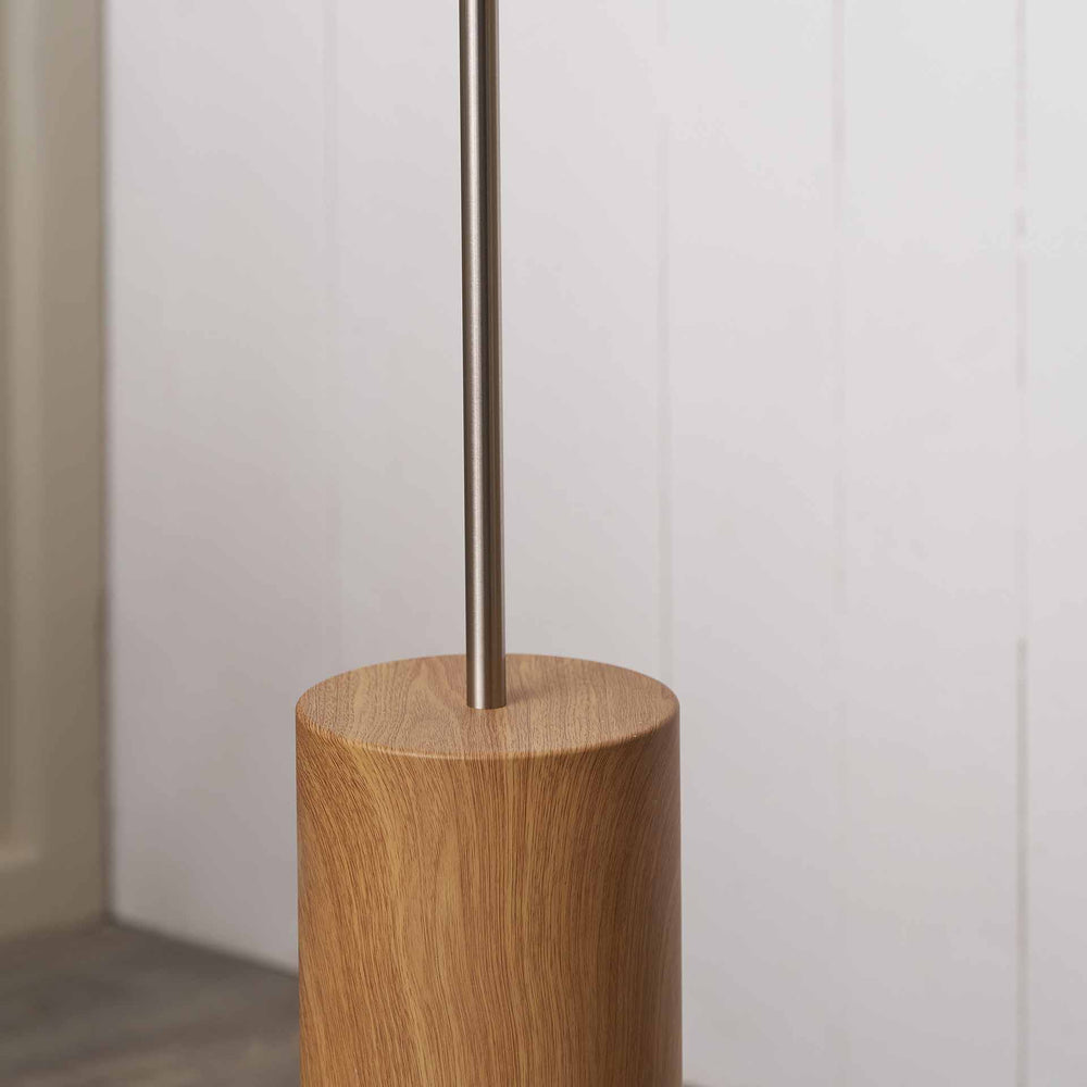 Benton Natural Wood Veneer and Silver Floor Lamp