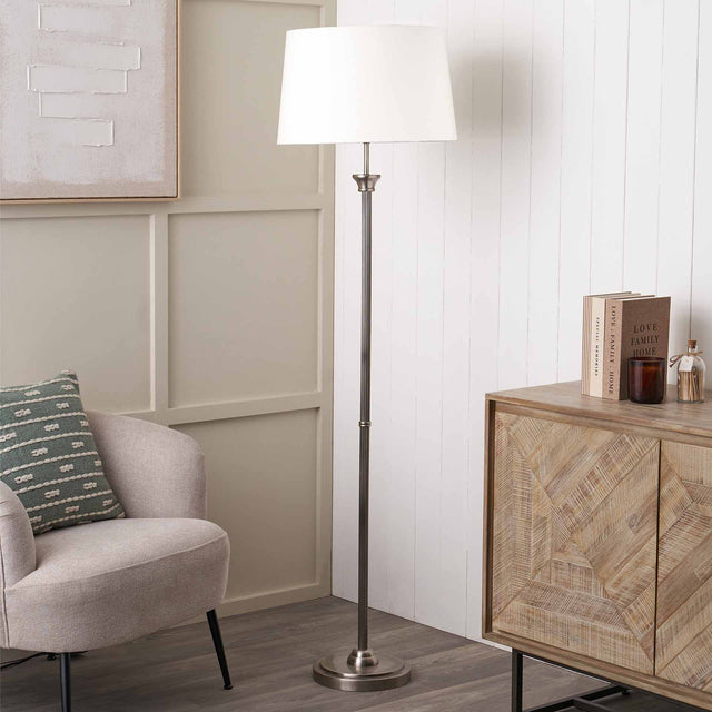 Marcello Antique Silver Metal Floor Lamp Base