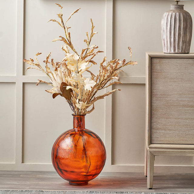 Diego Orange Round Recycled Glass Vase
