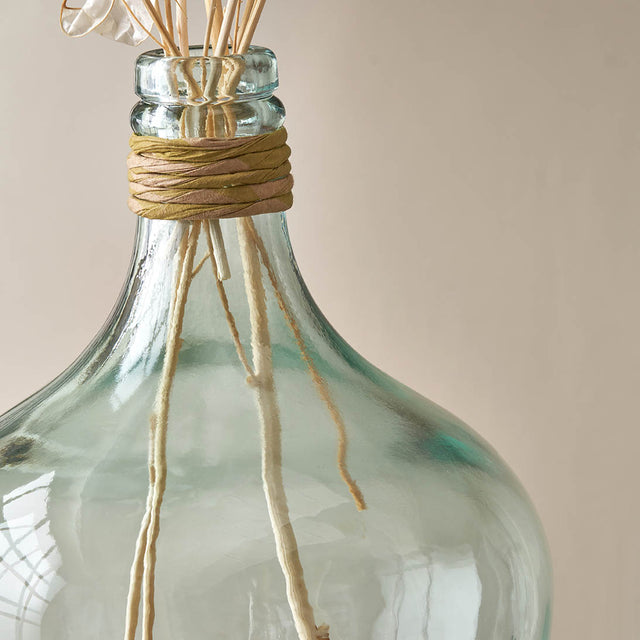 Kove Clear Recycled Small Bottle Vase With A Raffia Wrapped Neck
