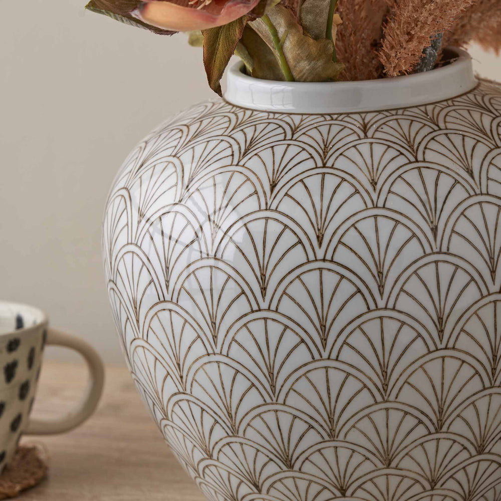 Cressida White Art Deco Fan Ceramic Vase