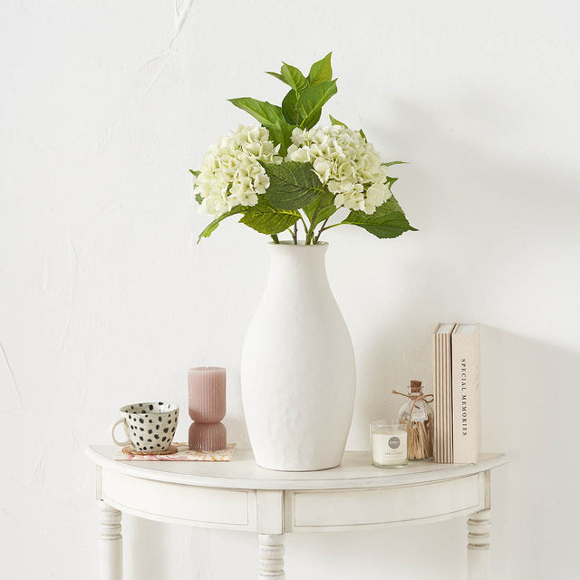 Eira White Textured Stoneware Vase