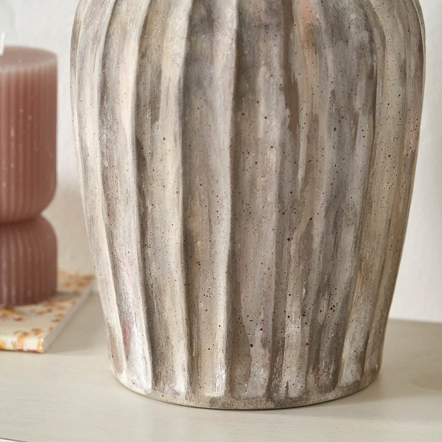 Paloma Natural Grooved Stoneware Vase