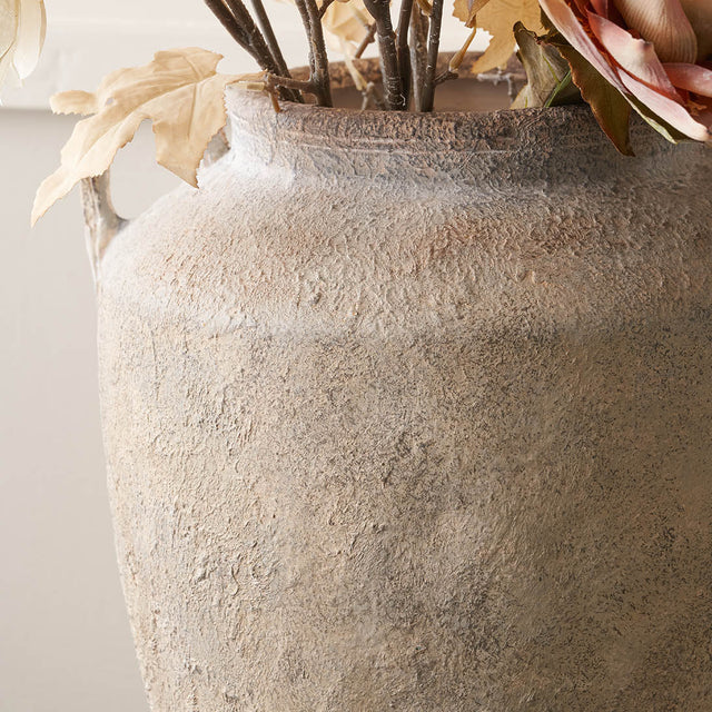 Beatrix Natural Textured Fibrestone Decorative Vase with Handles