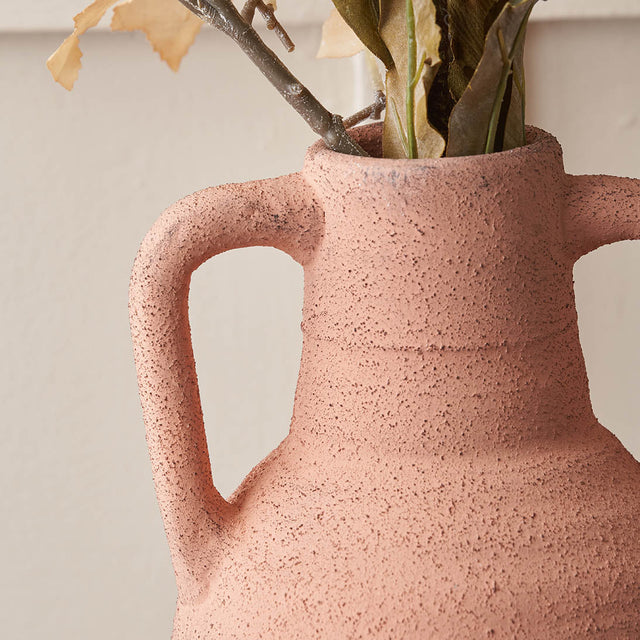 Amos Natural Textured Terracotta Decorative Vase with Handles Large