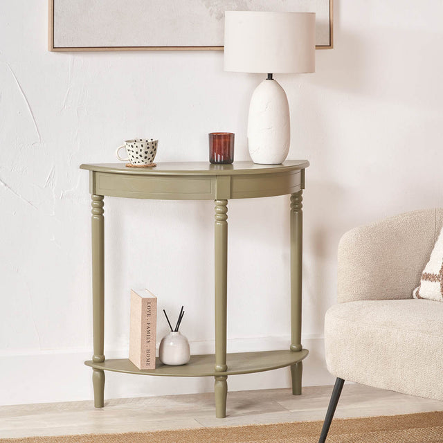 Cleveland Olive Wood Half Moon Console Table