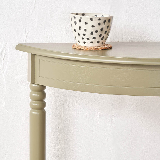 Cleveland Olive Wood Half Moon Console Table