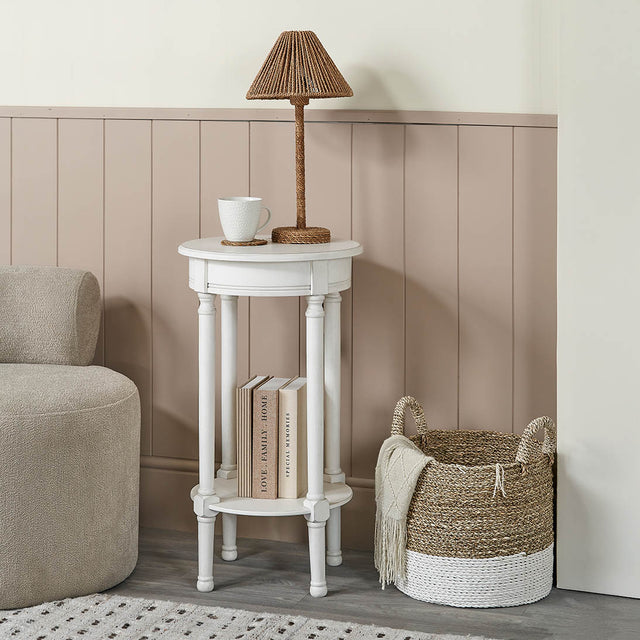 Cleveland White Wood Round Accent Table