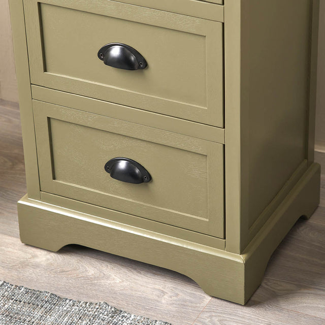 Stockton Olive Wood Drawer Tall Unit