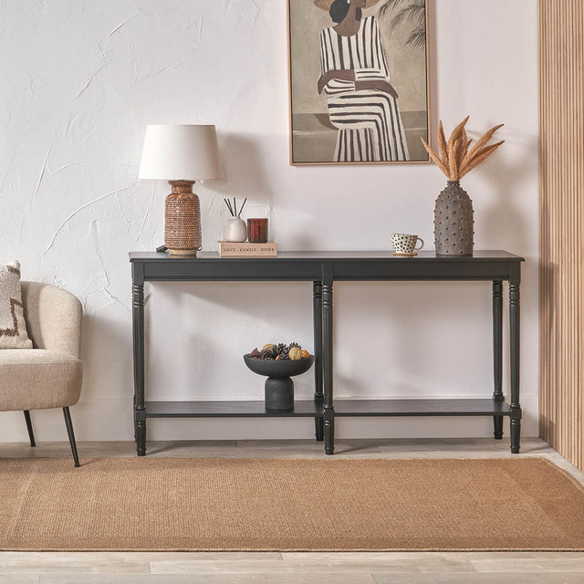 Cleveland Black Pine Wood Large Console Table