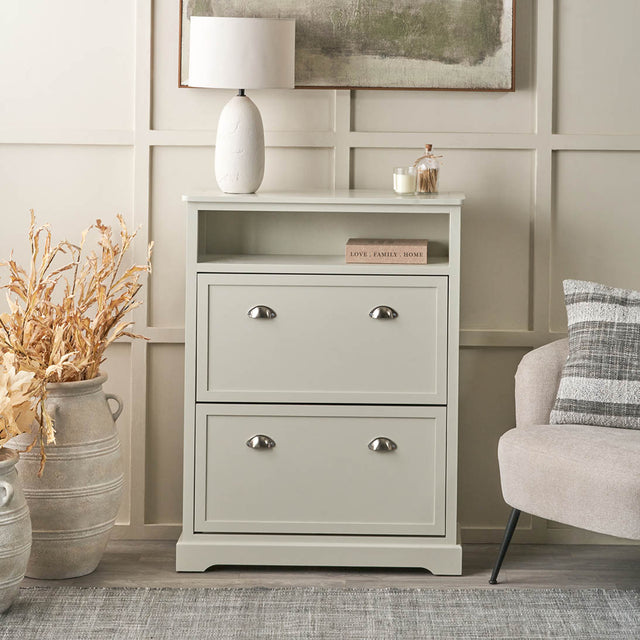 Stockton Linen Wood Shoe Storage Unit