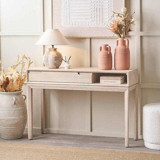 Giovanna White Sand Acacia Wood Console Table