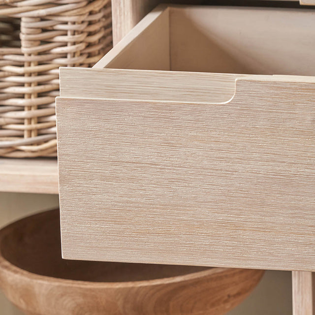 Giovanna White Sand Acacia Wood Shelf Unit