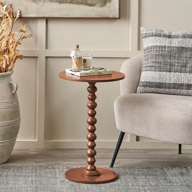 Margaux Terracotta Wood Bobble Side Table