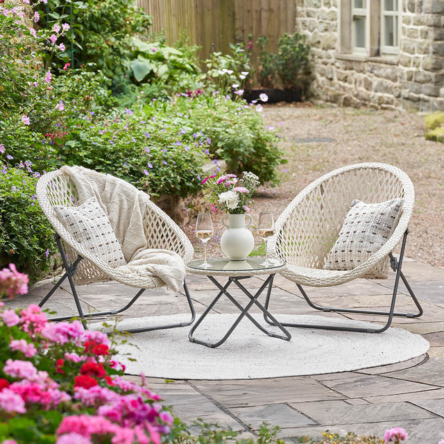 Evia Cream Foldable Garden Chair Set