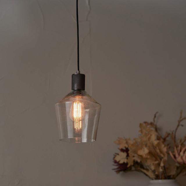 Everett Clear Glass with Antique Bronze Fitting Elec Pendant