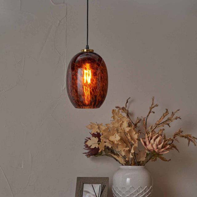 Levi Tortoiseshell Egg Glass Pendant