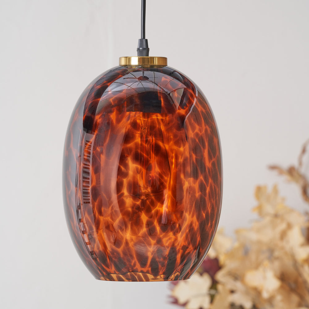 Levi Tortoiseshell Egg Glass Pendant