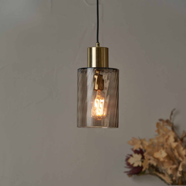 Kingsley Ripple Effect Light Brown Glass Pendant