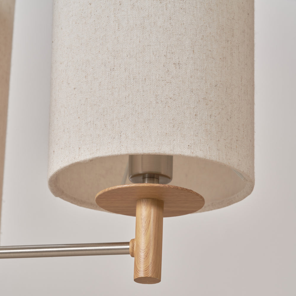 Benton Natural Wood Veneer and Silver 3 Light Pendant