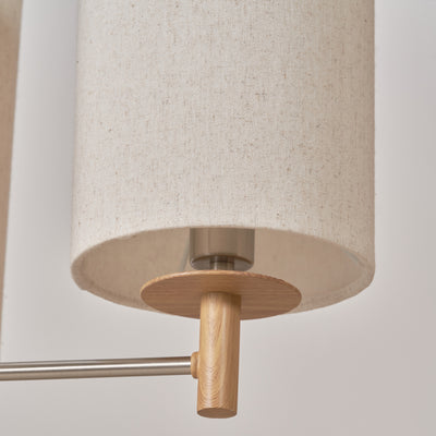 Benton Natural Wood Veneer and Silver 3 Light Pendant