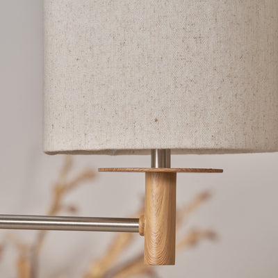 Benton Natural Wood Veneer and Silver 3 Light Pendant