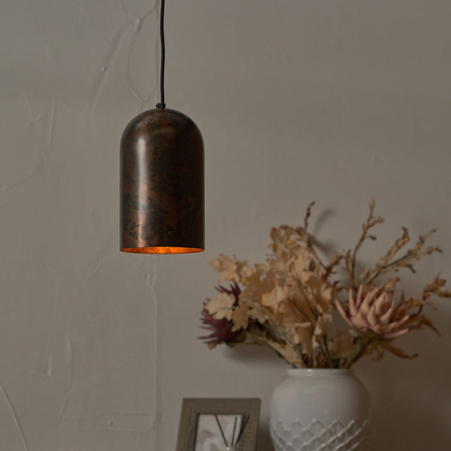 Dawson Copper Effect Tall Domed Wide Metal Pendant
