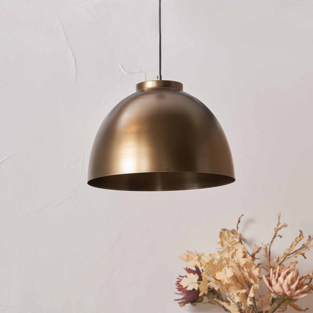 Ellington Antique Brass Domed Metal Pendant