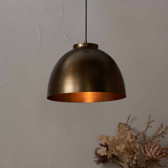 Ellington Antique Brass Domed Metal Pendant