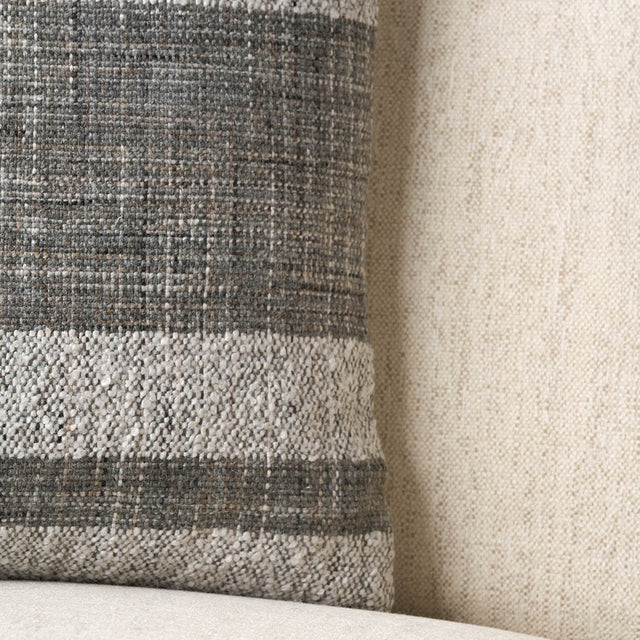 Indoor Outdoor Steel Grey and White Stripe Design Scatter Cushion