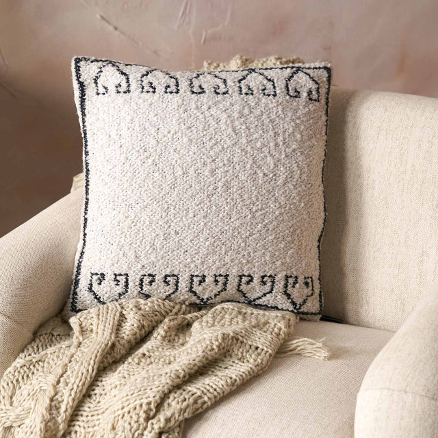 Indoor Outdoor White and Black Greek Key Design Cushion