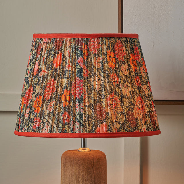 Alessa Red Floral Patterned Mushroom Pleat Tapered Lampshade