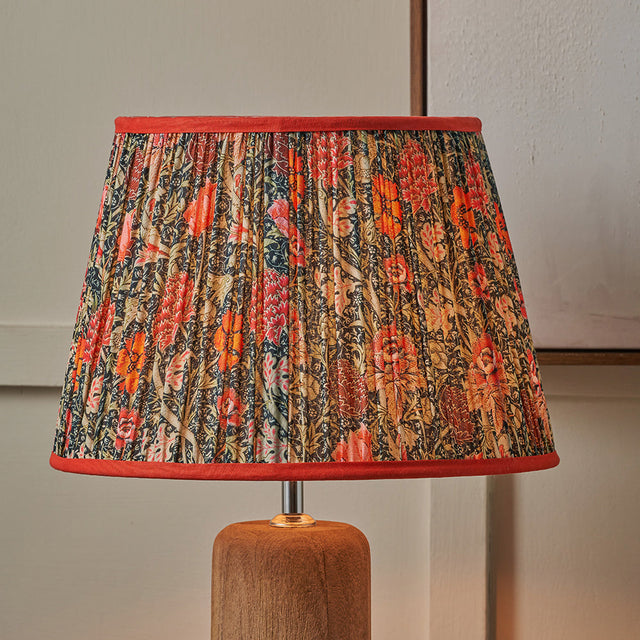 Alessa Red Floral Patterned Mushroom Pleat Tapered Lampshade