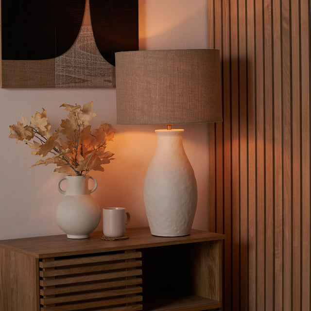 Eira White Textured Stoneware Table lamp Base