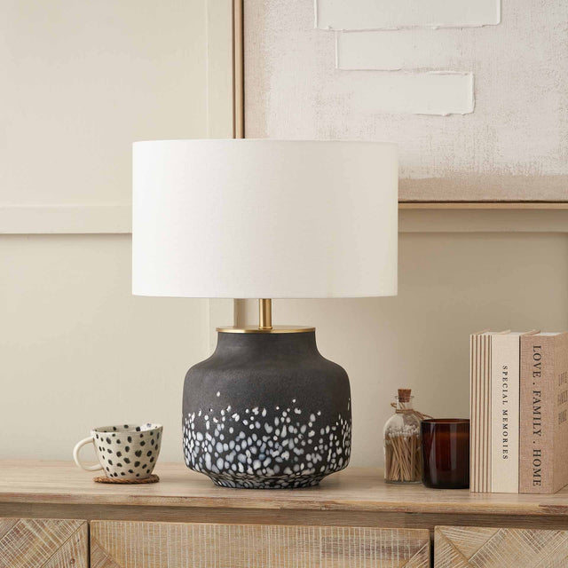 Ash Black and White Glass Table Lamp Base