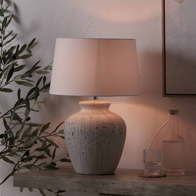 Kaia White and Grey Flecked Ceramic Table Lamp