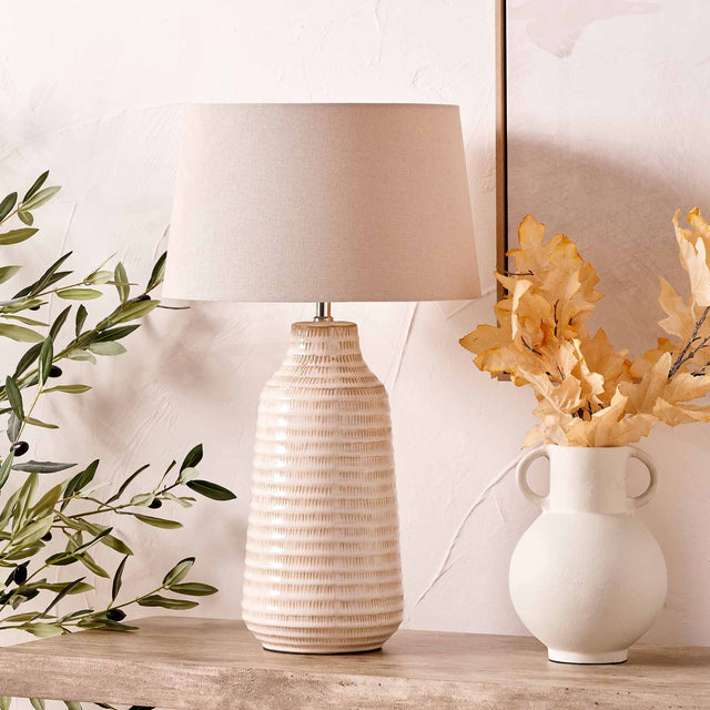 Kia Warm White Scratch Effect Ceramic Table Lamp