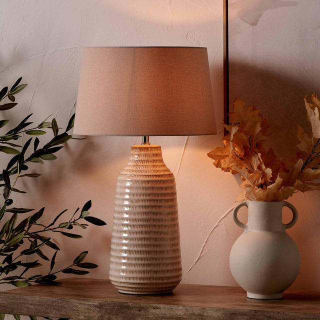 Kia Warm White Scratch Effect Ceramic Table Lamp