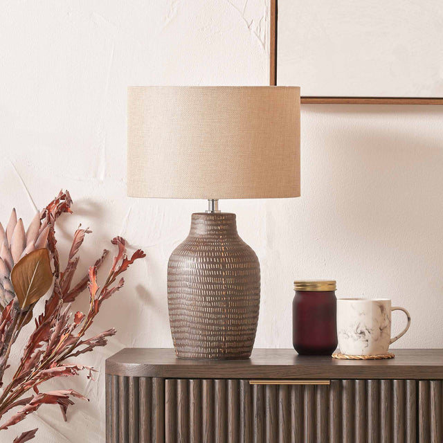 Kehlani Brown Ceramic Tall Table Lamp
