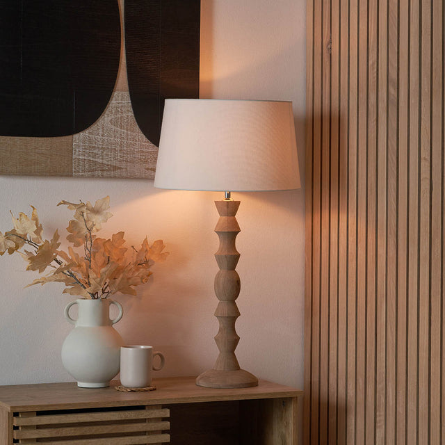 Aya Natural Modernist Large Turned Wood Table Lamp Base