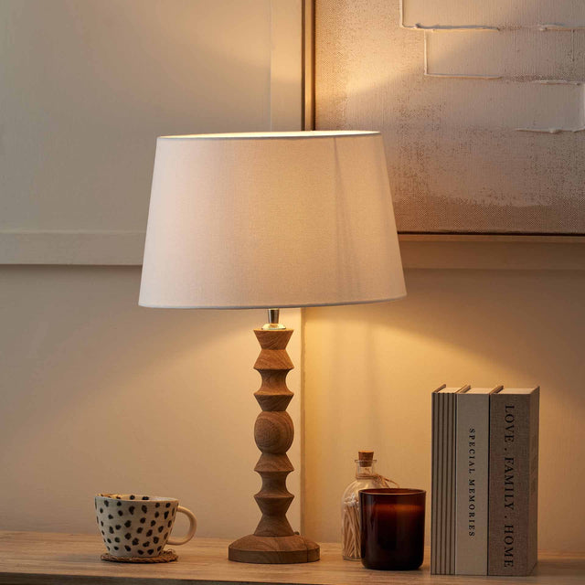 Aya Natural Modernist Turned Wood Table Lamp Base