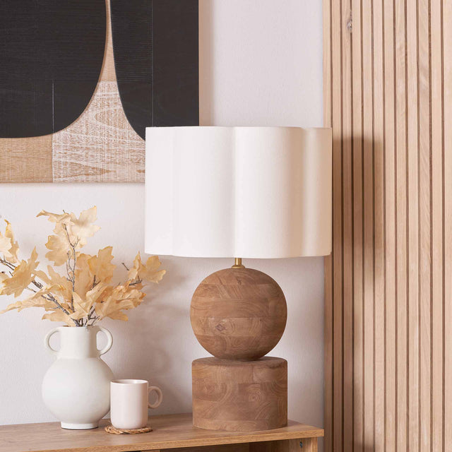 Zyana Antique Brown Round Wood Table Lamp Base