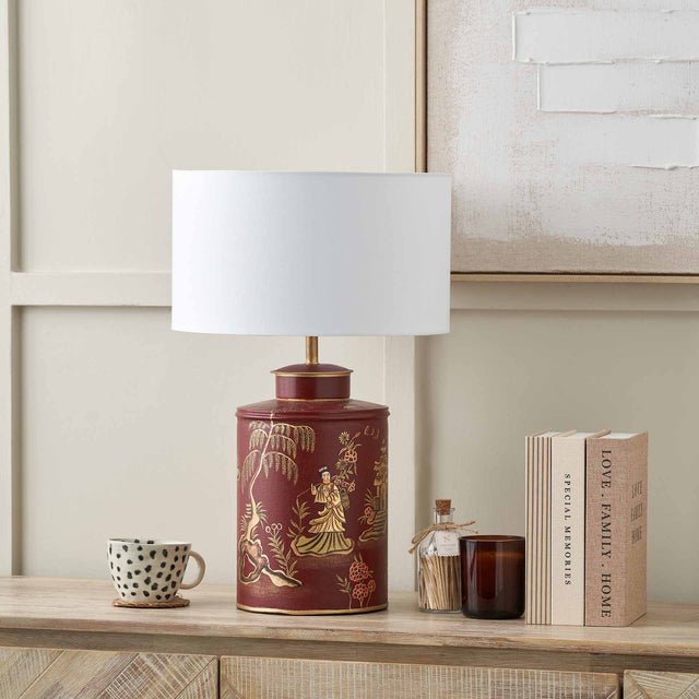Adara Red Tea Caddy Table Lamp Base
