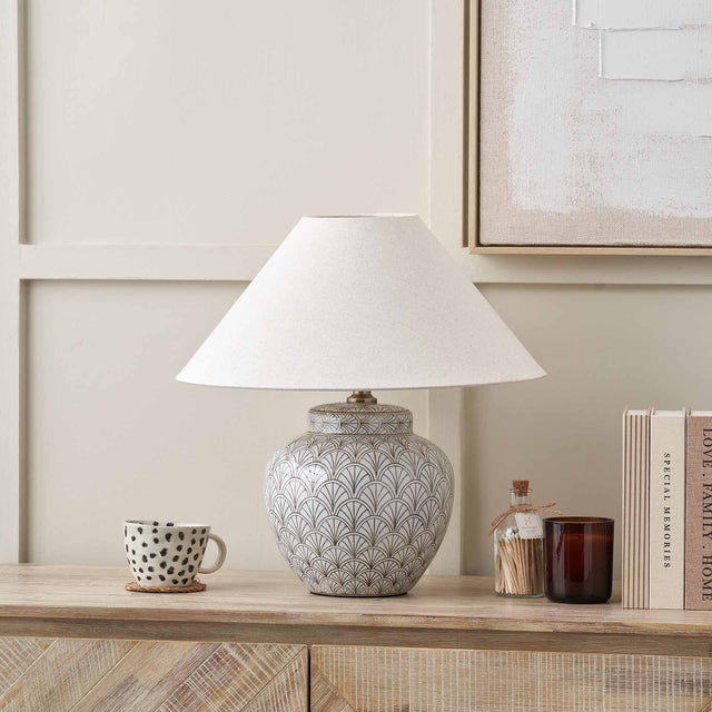 Cressida White Art Deco Fan Ceramic Table Lamp Base